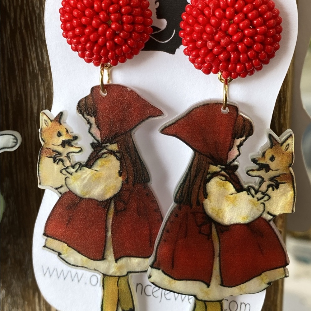 Red and Yellow Little Red Riding Hood Earrings